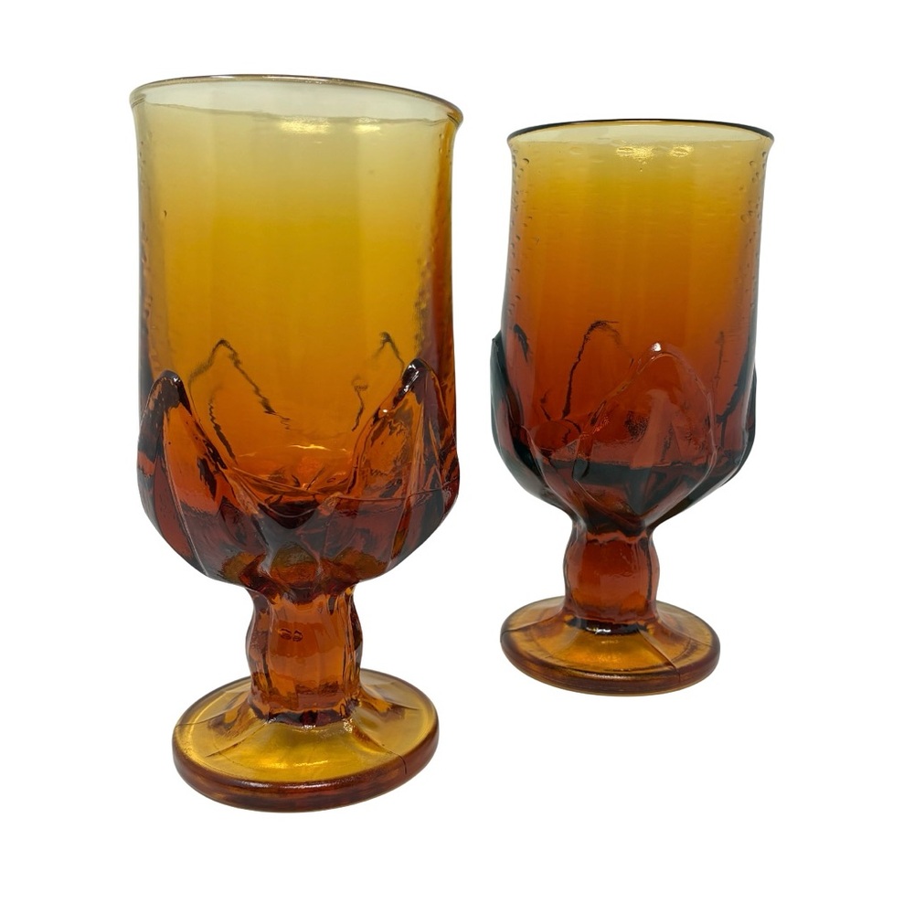 Franciscan Cabaret Persimmon Amber Goblets 1970s Mid Century Glassware Tiffin